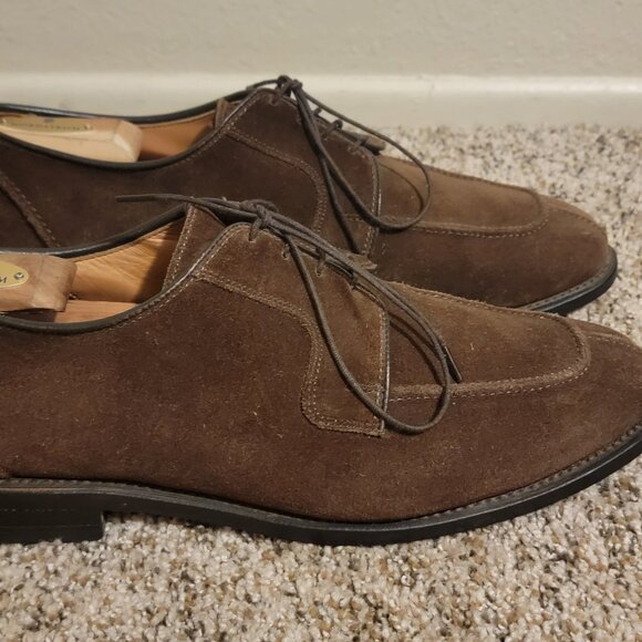 Allen Edmonds Handcock 10.5 D Men's Split Toe Blucher Oxford Shoes Suede - Picture 2 of 7